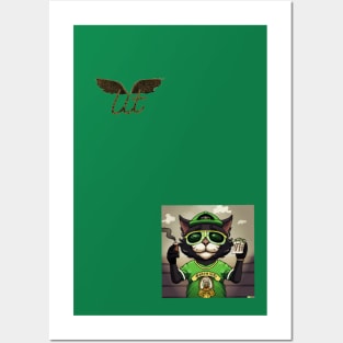 LitQ - Anime Design Cat Art smoke weed football inspired print Posters and Art